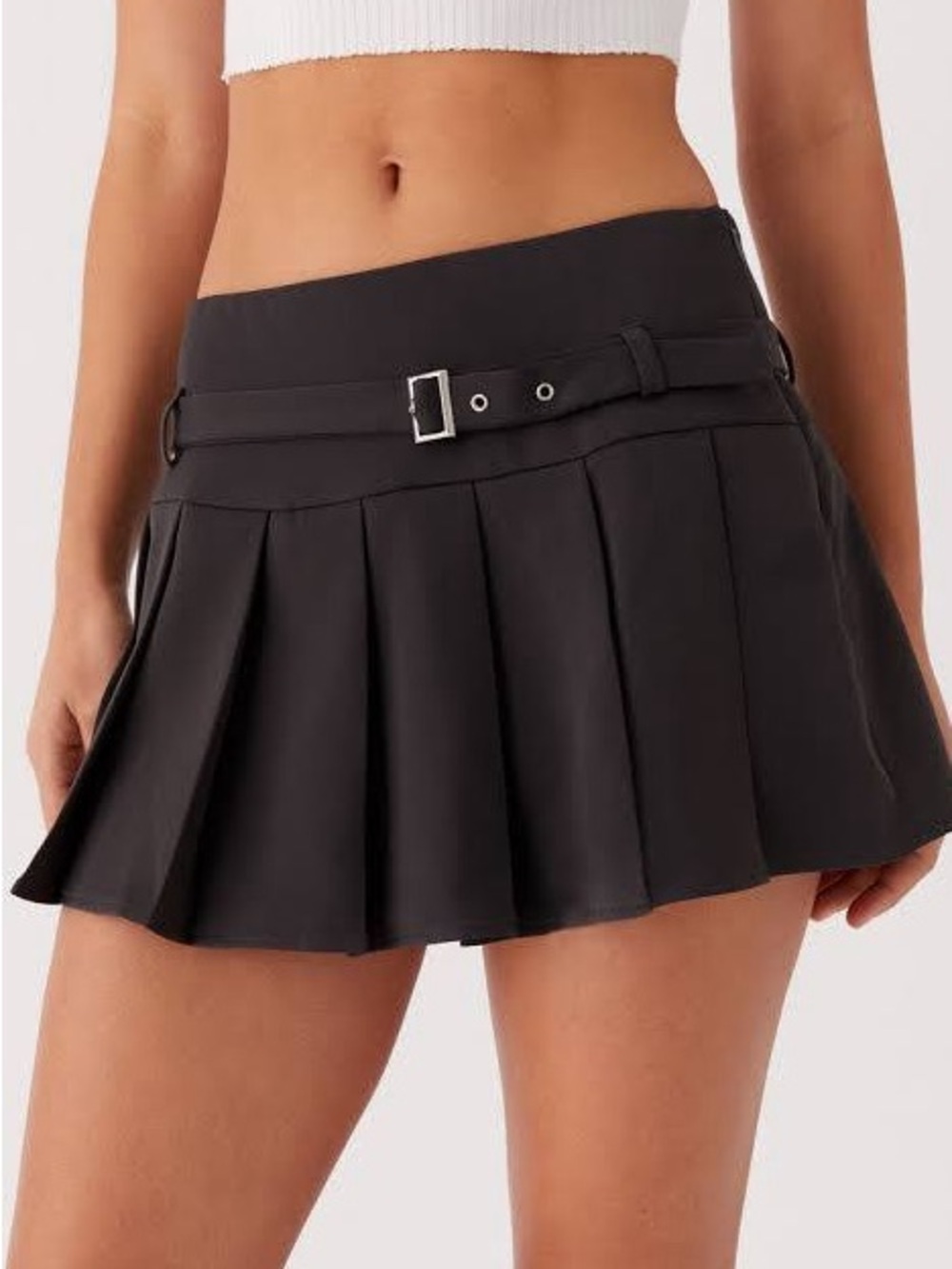 Zara Black Pleated Mini Skirt with Belt